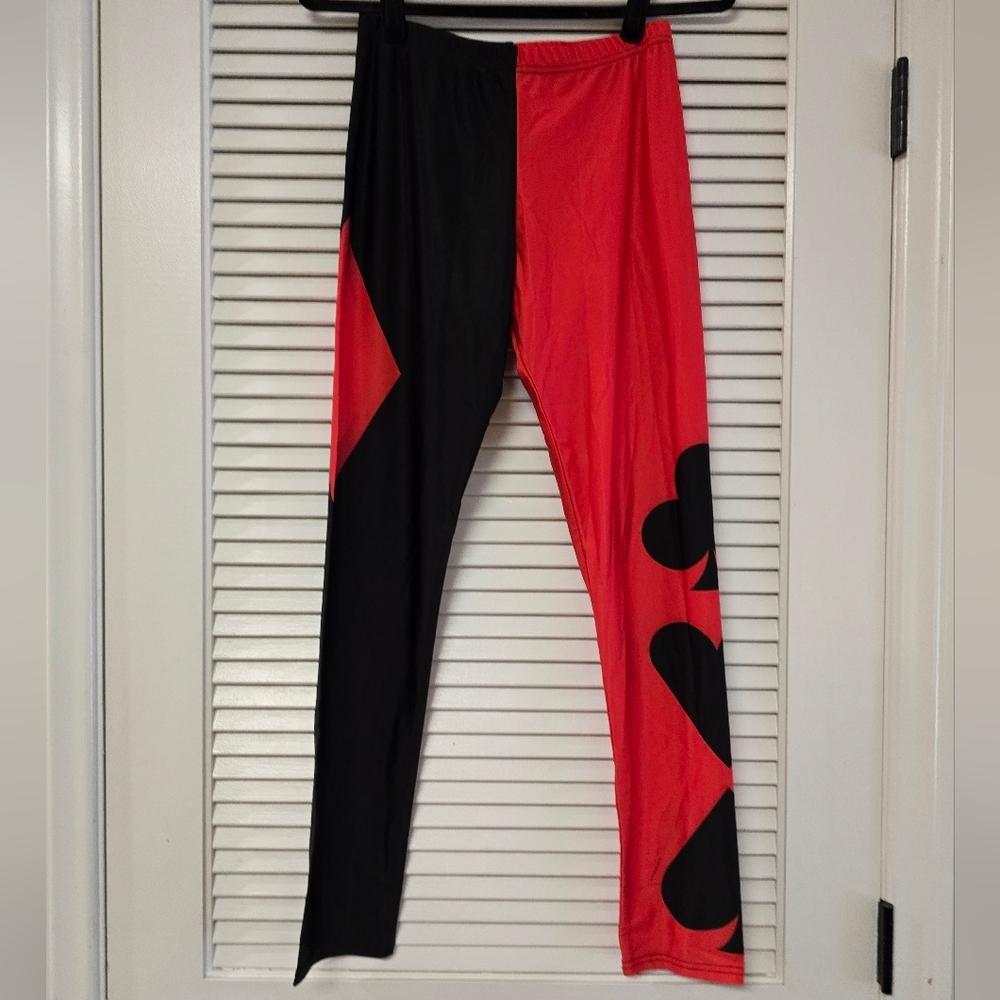 ROMWE - Harley Quinn Red & Black Lightweight Halloween Leggings